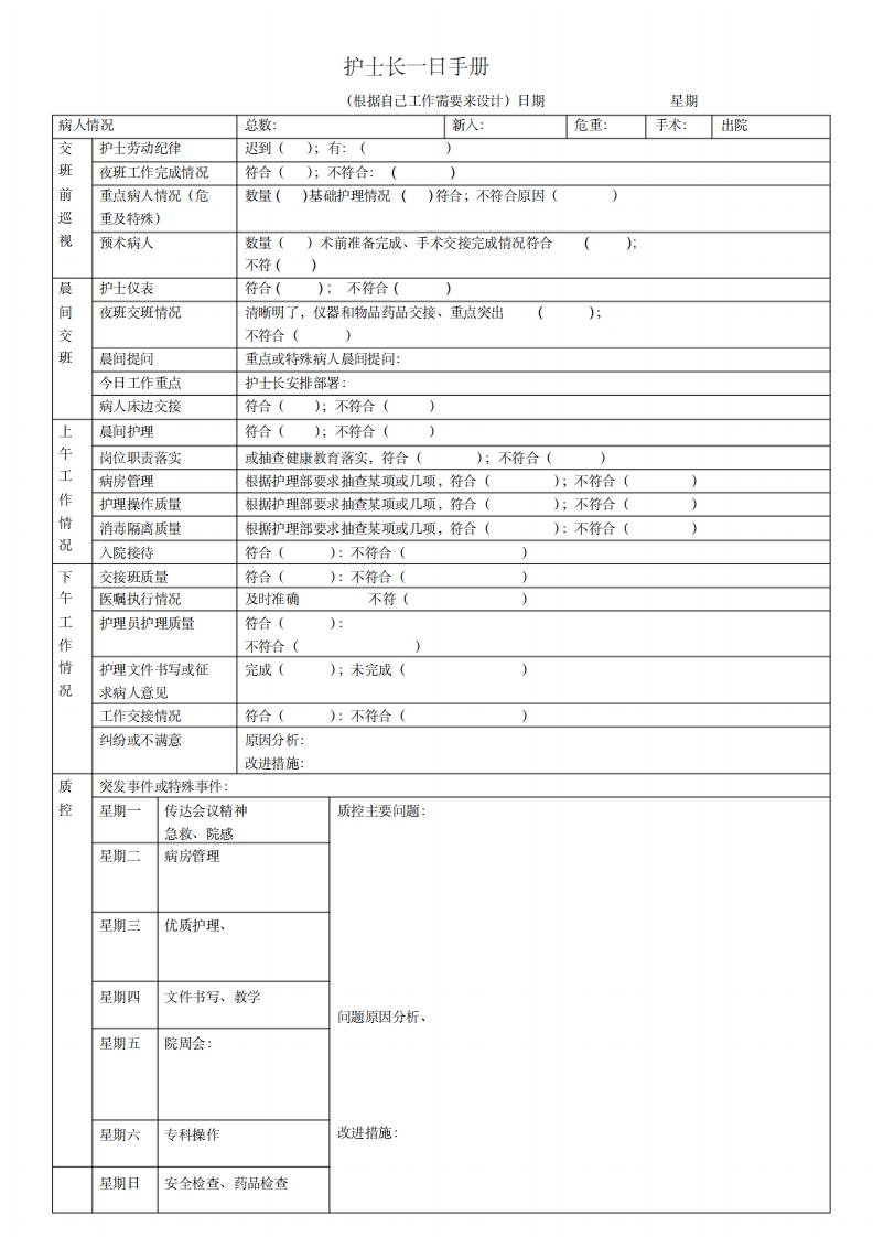 (完整版)护士长一日手册-医者文库