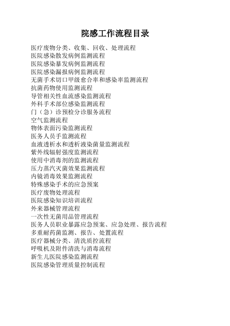 202X年院感流程汇编-医者文库